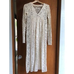Zara Ivory Midi Lace Dress